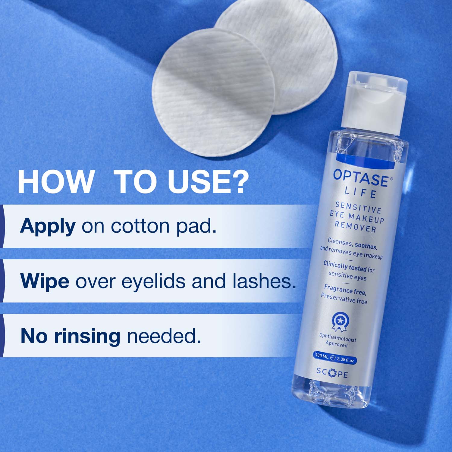 Optase Life Sensitive Eye Makeup Remover – Ophthalmologist Approved Ionized Cleanser 100ml - Image 3